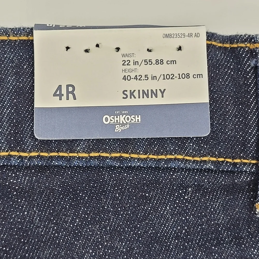 Oshkosh B'gosh Jeans Size 4R Skinny Adjustable Waistband Denim Dark Wash NEW